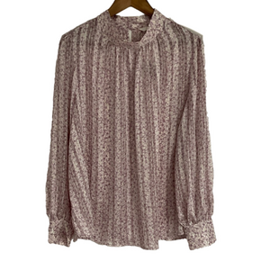 NWT H&M Pink Floral Long Sleeve Sheer Blouse Women’s XL